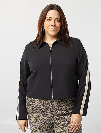 Giacca corta con zip con colletto a camicia