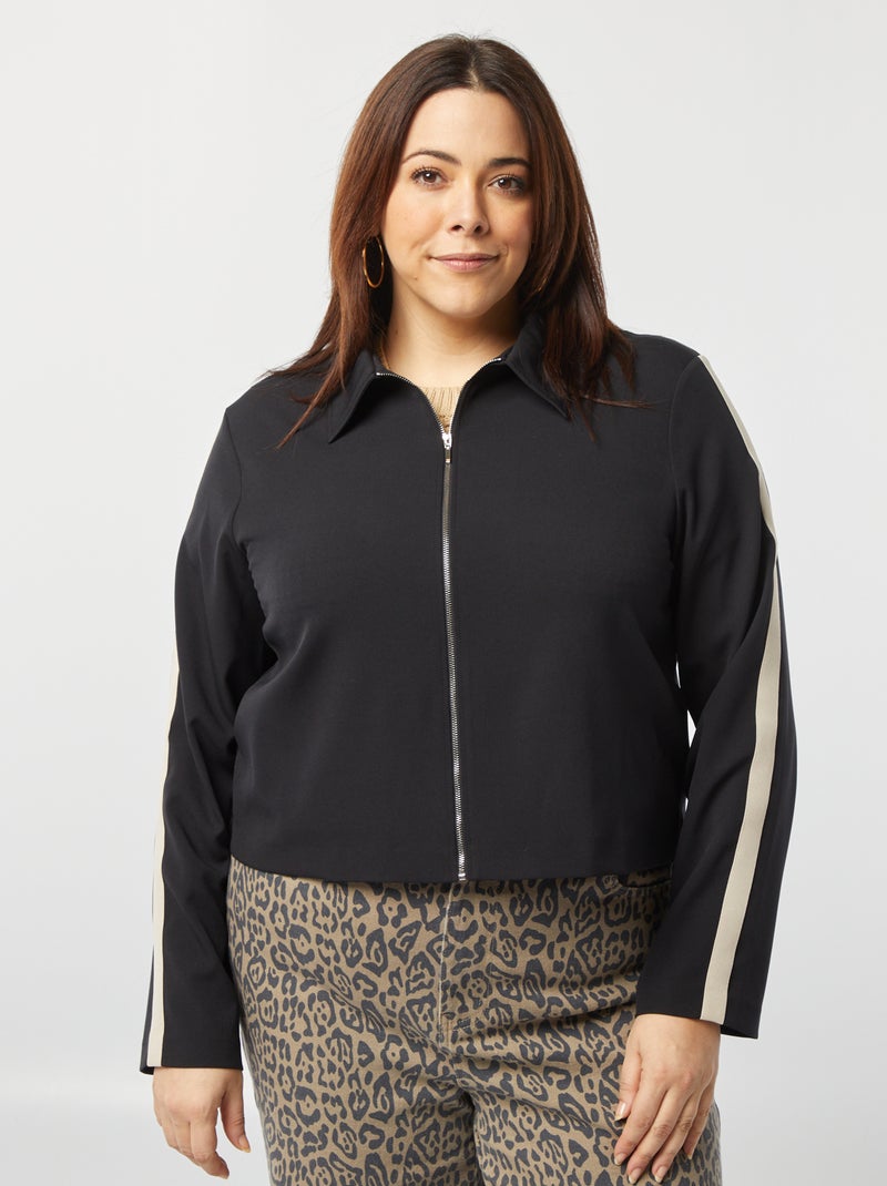 Giacca corta con zip con colletto a camicia nero - Kiabi