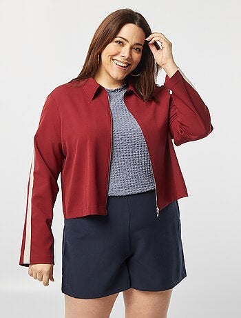 Giacca corta con zip con colletto a camicia