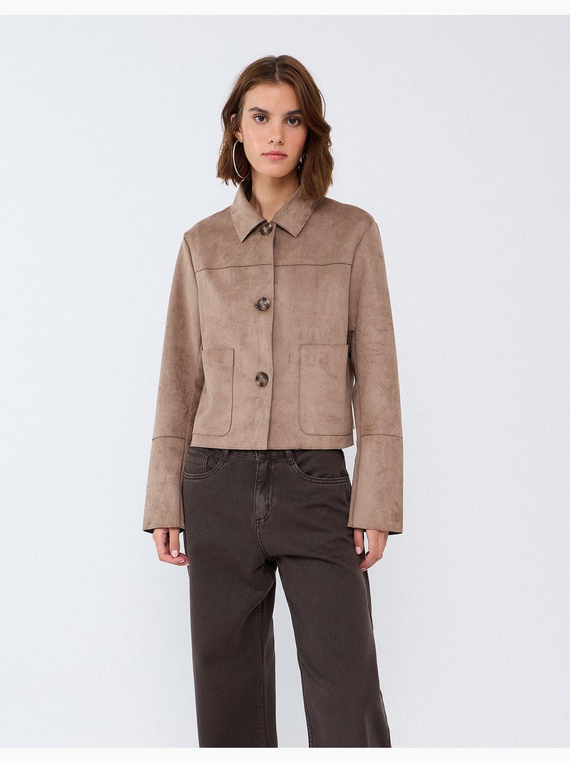 Giacca corta effetto camoscio, mo fashion Beige - Kiabi