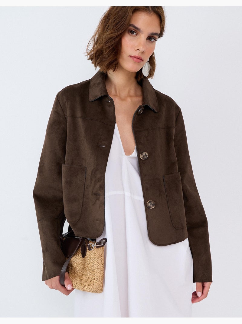 Giacca corta effetto camoscio, mo fashion Marrone - Kiabi