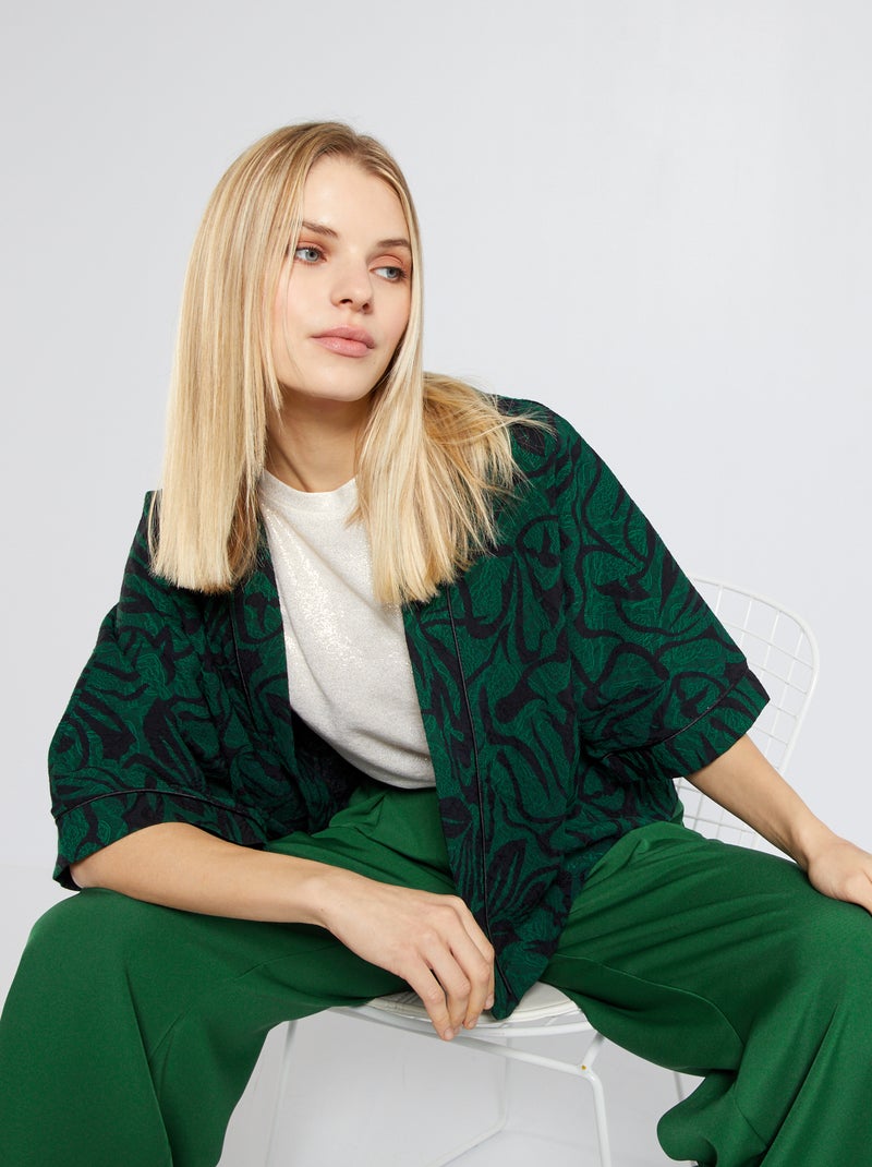 Giacca corta effetto kimono nero/verde - Kiabi