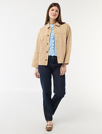 Giacca corta in denim con 2 tasche applicate
