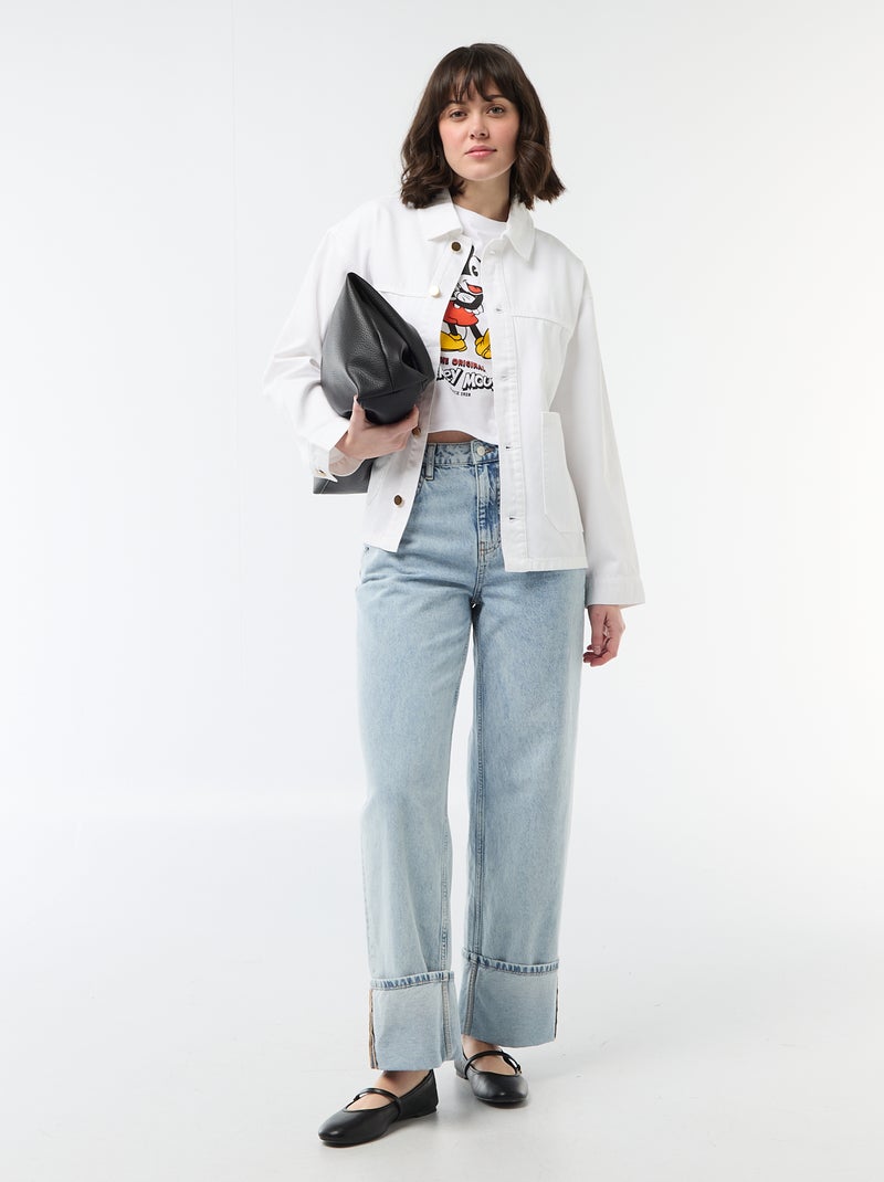 Giacca corta in denim con 2 tasche applicate Bianco - Kiabi