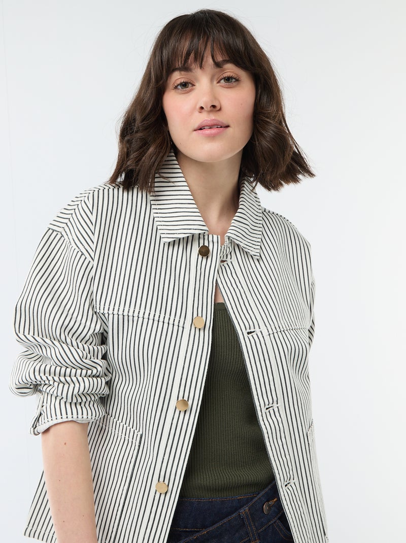Giacca corta in denim con 2 tasche applicate Bianco - Kiabi