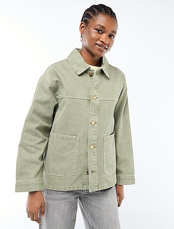 Giacca corta in denim con 2 tasche applicate