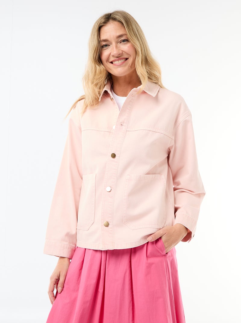 Giacca corta in denim con 2 tasche applicate Rosa - Kiabi