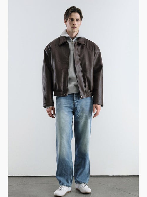 Giacca corta in ecopelle con zip giesto - Kiabi Giacca corta in ecopelle con zip giesto - Kiabi