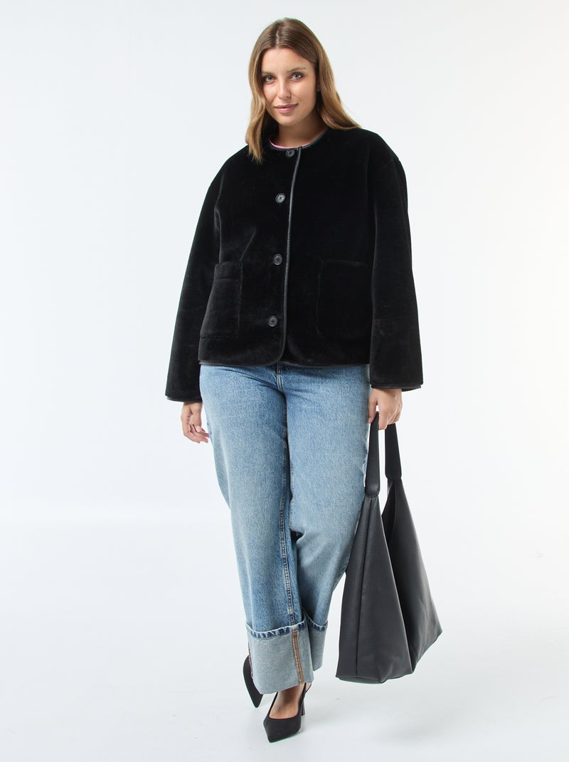 Giacca corta in ecopelliccia Nero - Kiabi