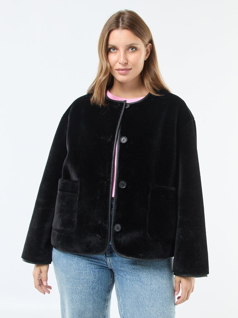 Giacca corta in ecopelliccia Nero - Kiabi