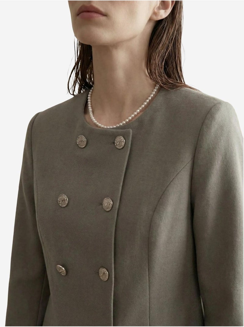 Giacca corta sartoriale in tweed con bottoni my fashion Cachi - Kiabi