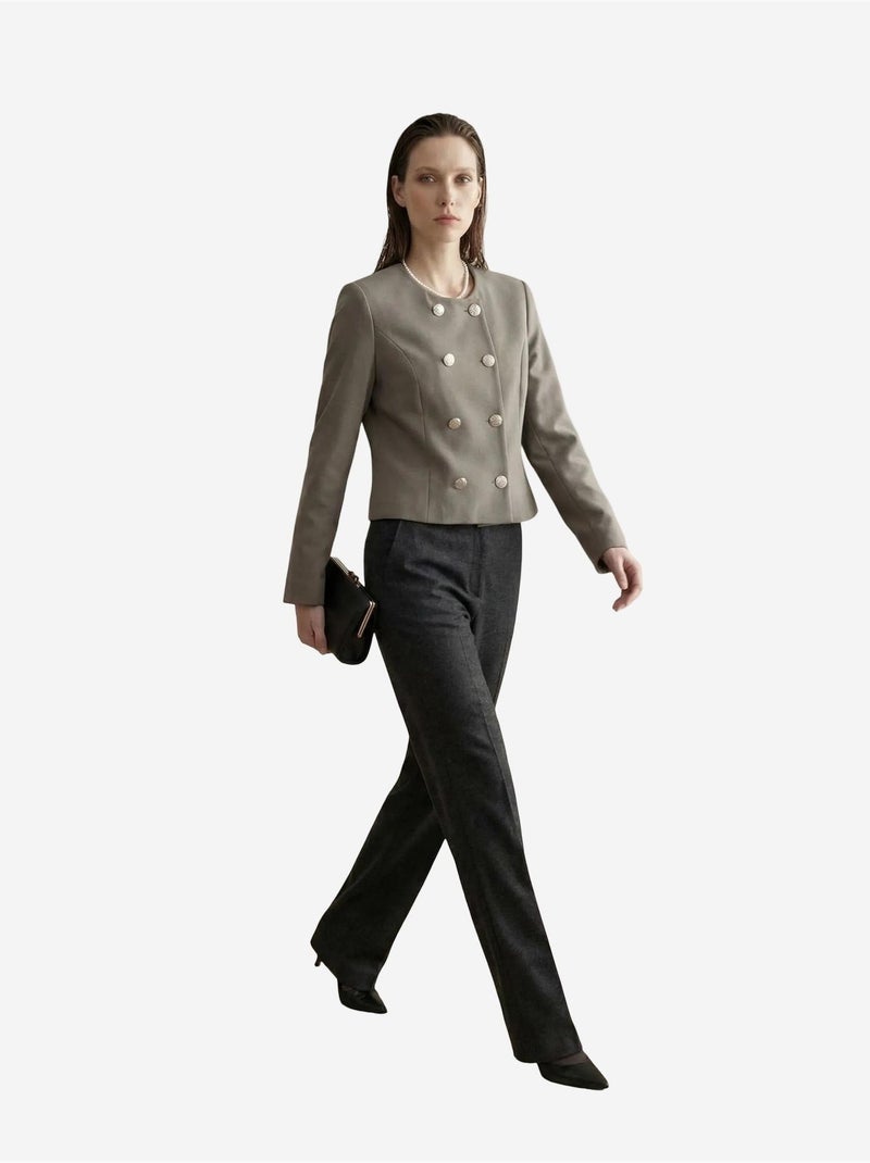 Giacca corta sartoriale in tweed con bottoni my fashion Cachi - Kiabi