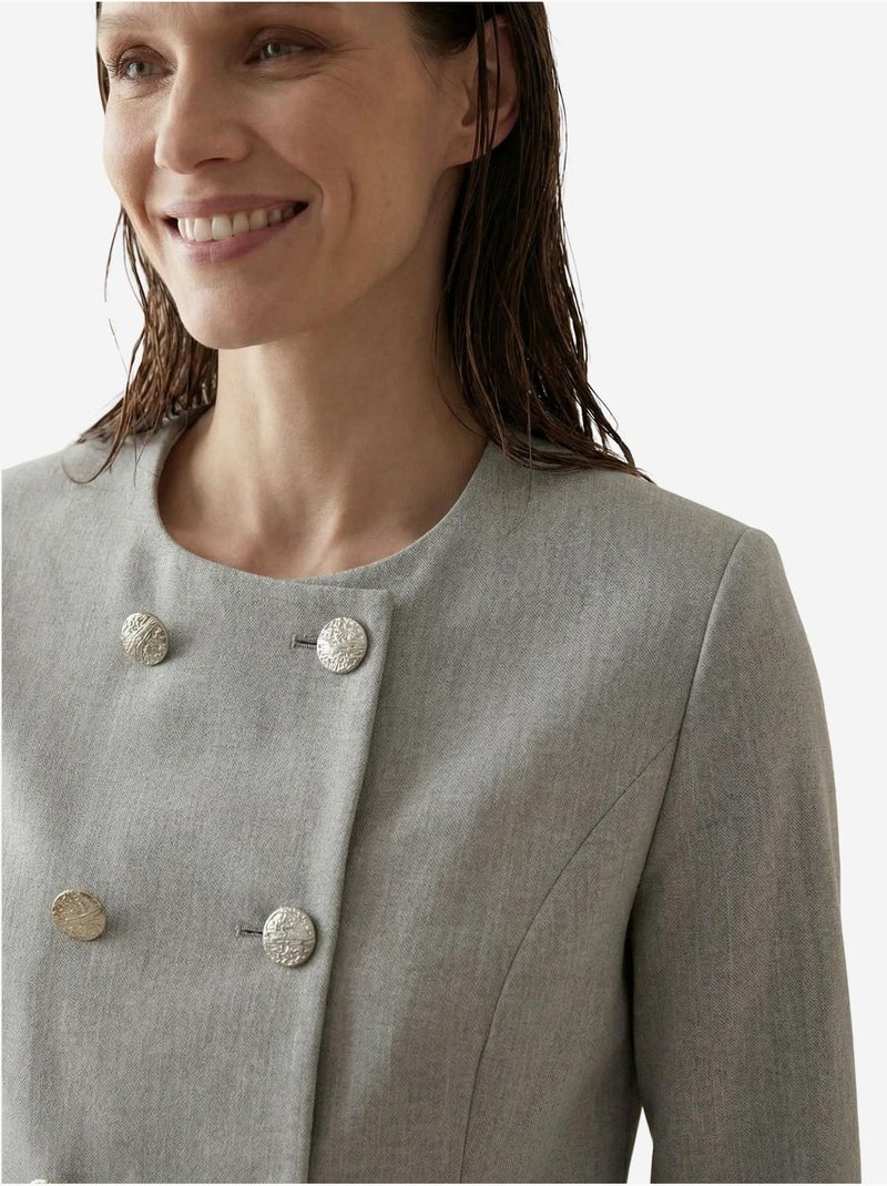 Giacca corta sartoriale in tweed con bottoni my fashion Grigio - Kiabi