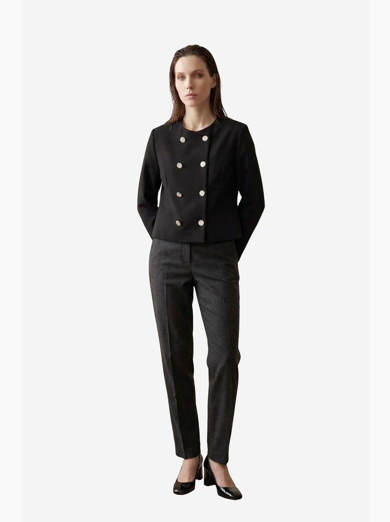 Giacca corta sartoriale in tweed con bottoni my fashion Nero - Kiabi
