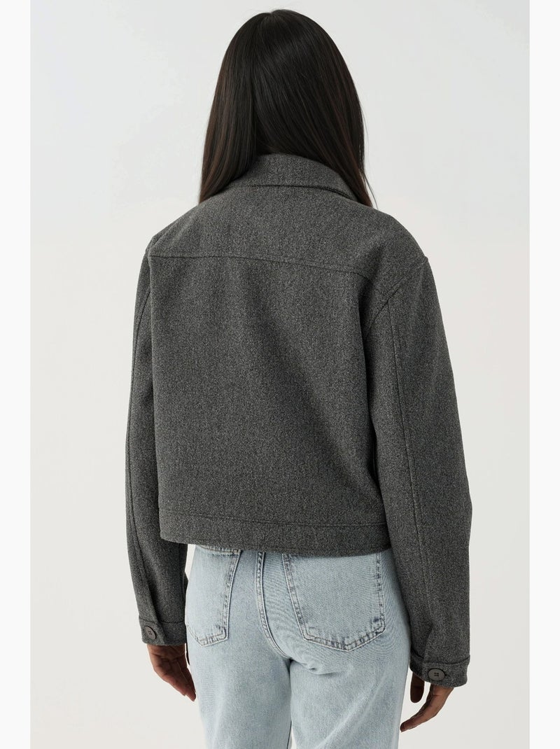 Giacca corta testurizzata con zip hiccup Grigio scuro - Kiabi