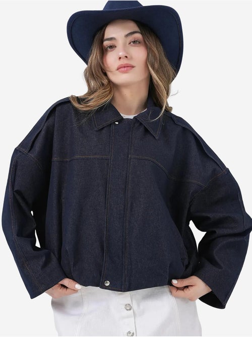 Giacca crop oversize con zip e tasca bdart - Kiabi