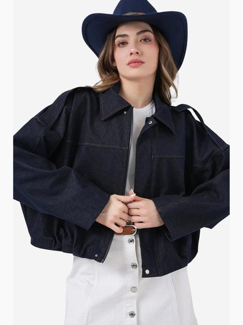 Giacca crop oversize con zip e tasca bdart - Kiabi