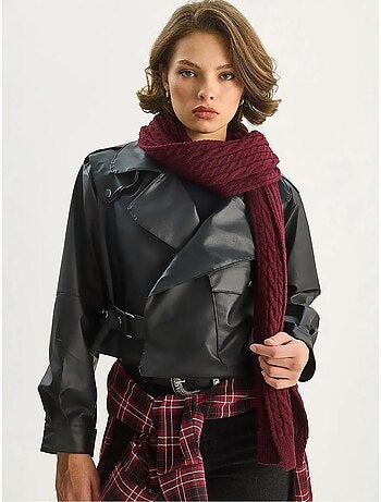 Giacca cropped oversize in ecopelle lucci