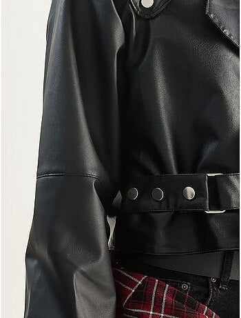 Giacca cropped oversize in ecopelle lucci