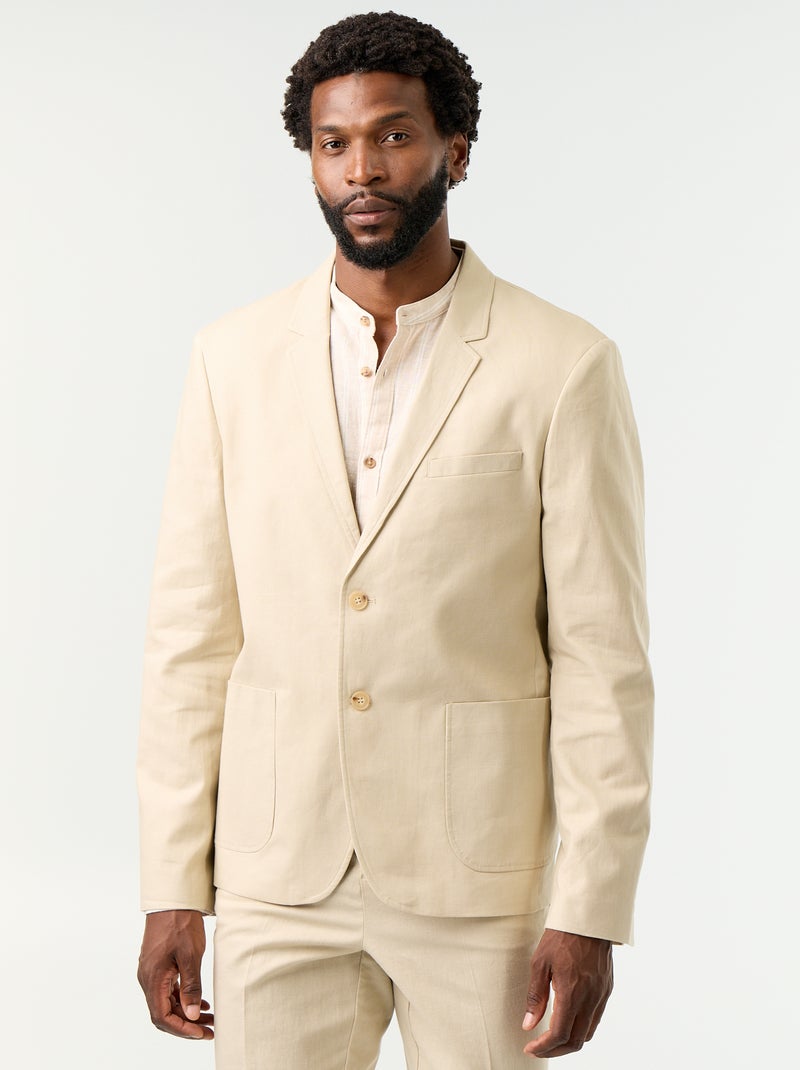 Giacca da completo in cotone e lino Beige - Kiabi