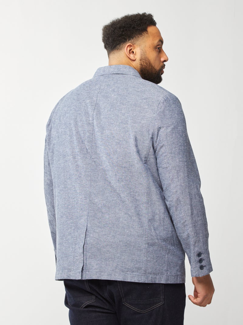 VASTRAMAY Kurta da uomo in misto lino e cotone azzurro