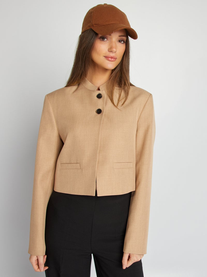 Giacca da tailleur con collo alla coreana BEIGE - Kiabi