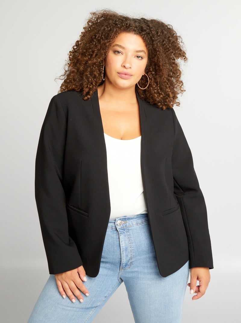 Giacca da tailleur corta senza collo nero - Kiabi