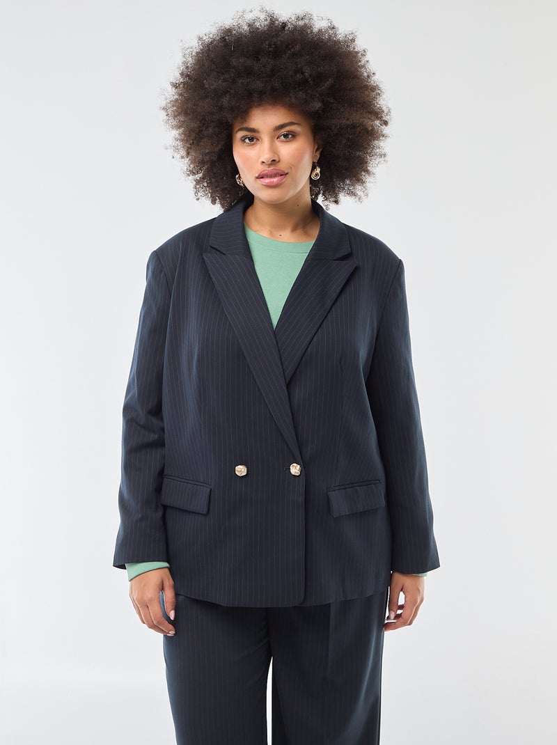 Giacca da tailleur lunga doppiopetto Blu - Kiabi