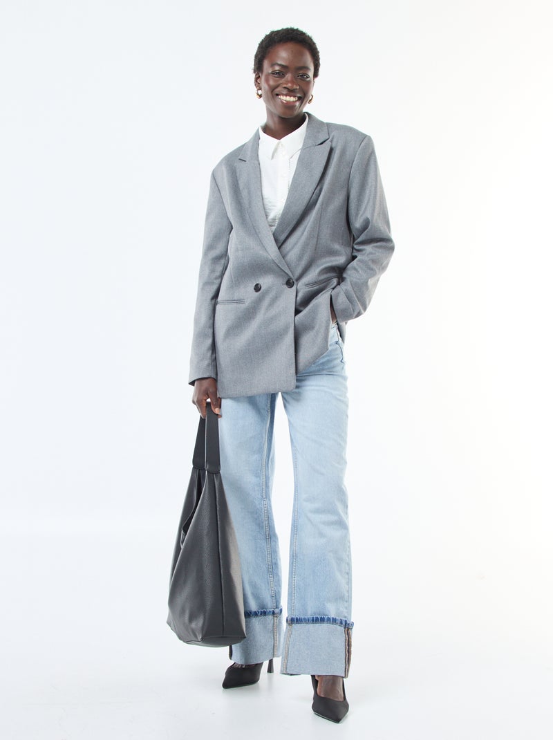Giacca da tailleur oversize in flanella Grigio - Kiabi