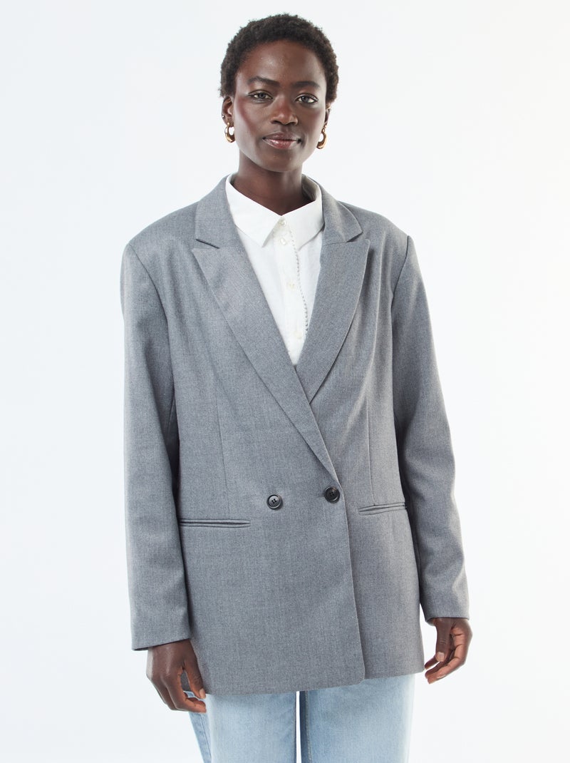 Giacca da tailleur oversize in flanella Grigio - Kiabi