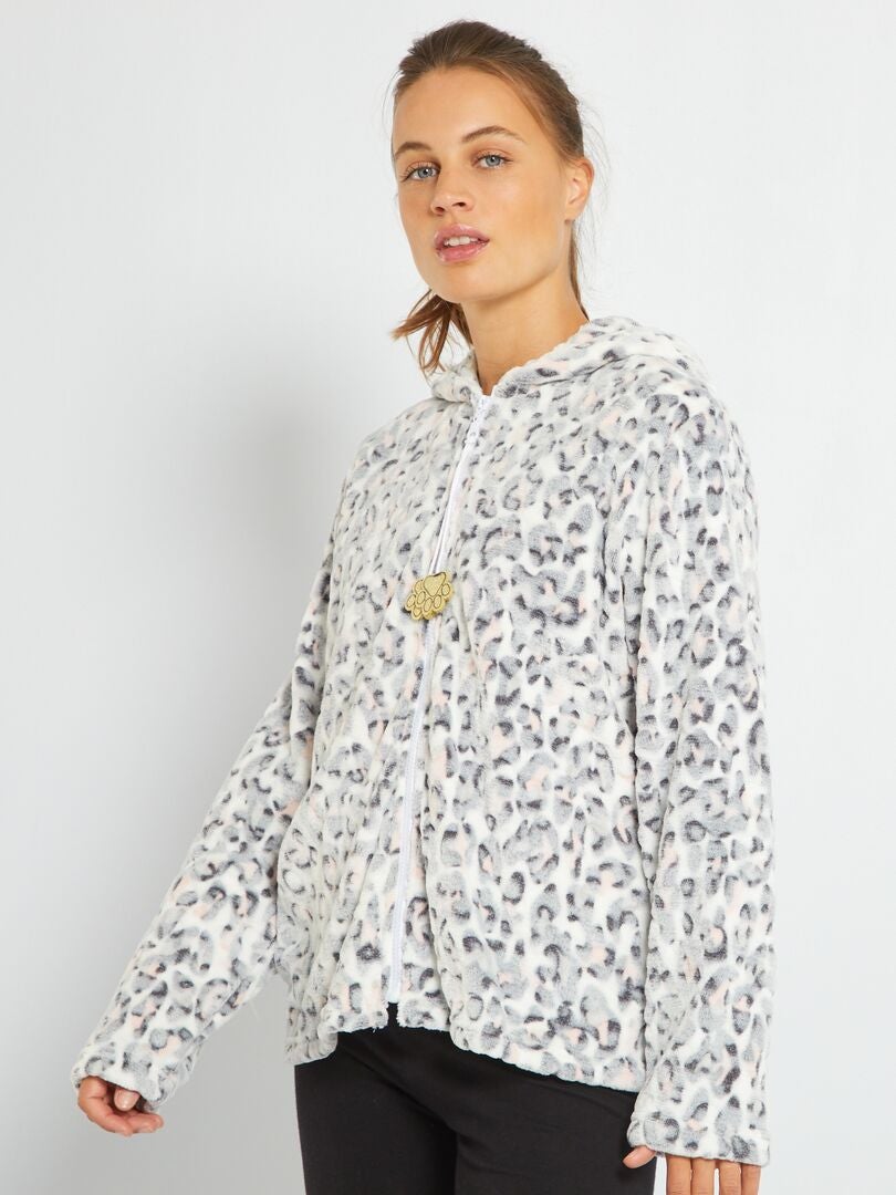 Giacca del pigiama in pile 'gatto' grigio - Kiabi