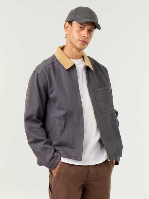 Giacca di jeans con collo in velluto a coste - Kiabi Giacca di jeans con collo in velluto a coste - Kiabi