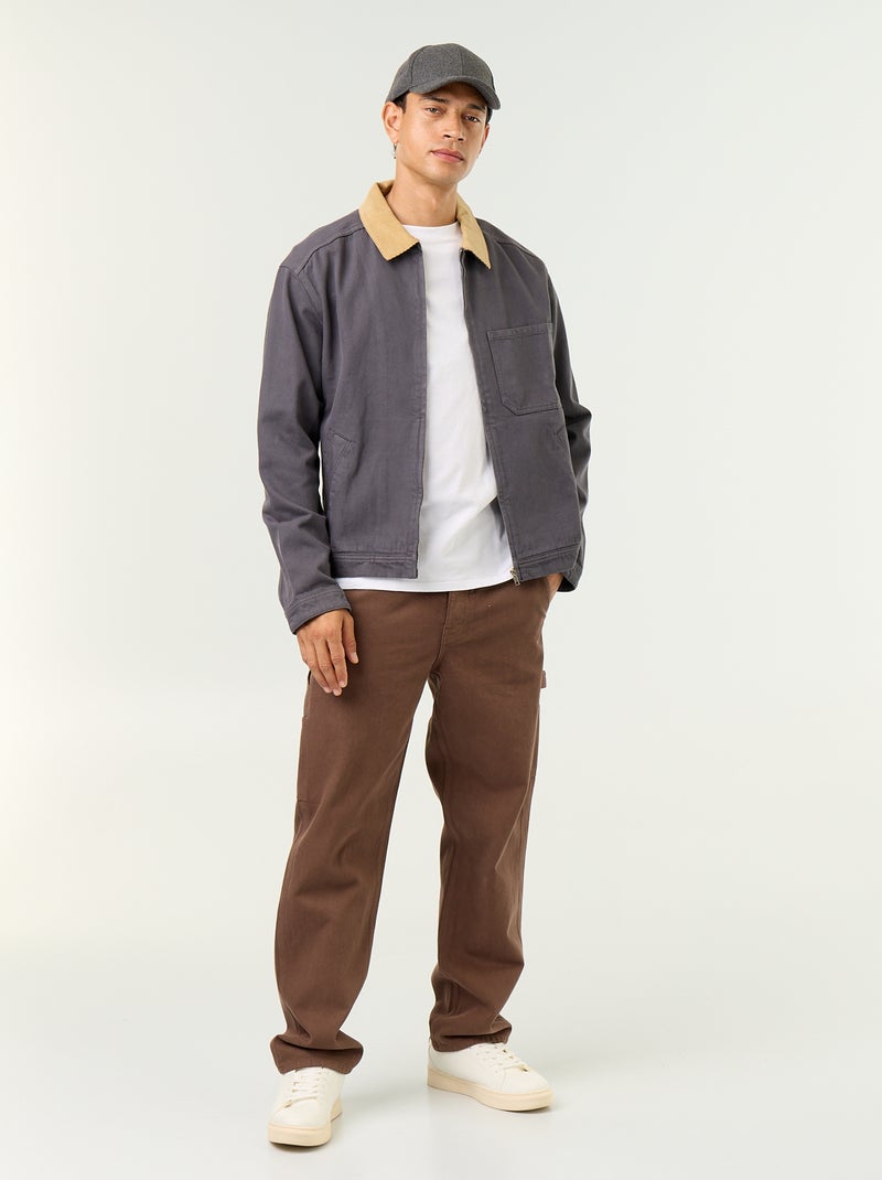 Giacca di jeans con collo in velluto a coste Blu - Kiabi