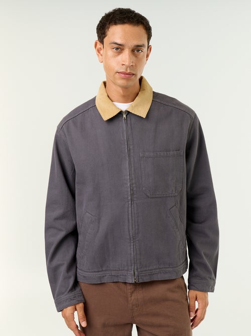 Giacca di jeans con collo in velluto a coste - Kiabi Giacca di jeans con collo in velluto a coste - Kiabi