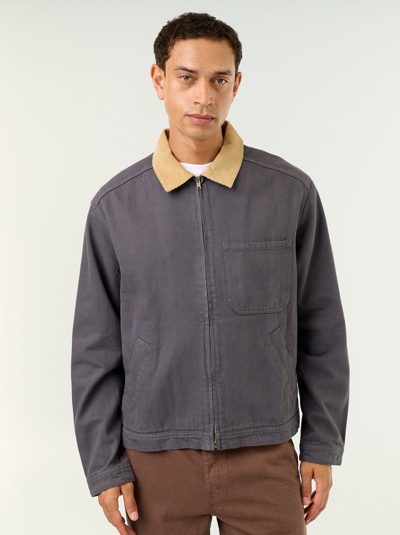 Giacca di jeans con collo in velluto a coste Blu - Kiabi
