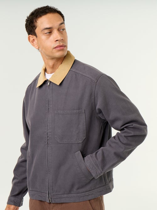 Giacca di jeans con collo in velluto a coste - Kiabi Giacca di jeans con collo in velluto a coste - Kiabi
