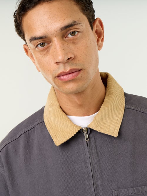 Giacca di jeans con collo in velluto a coste - Kiabi Giacca di jeans con collo in velluto a coste - Kiabi