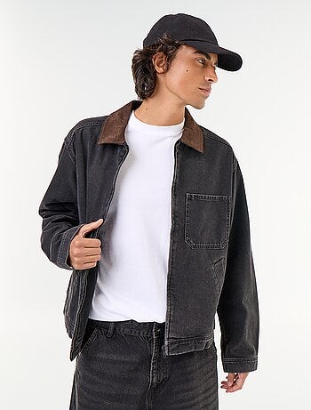 Giacca di jeans con collo in velluto a coste