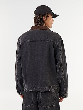 Giacca di jeans con collo in velluto a coste