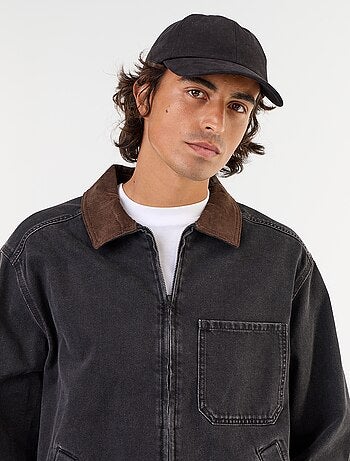 Giacca di jeans con collo in velluto a coste