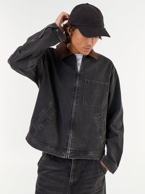 Giacca di jeans con collo in velluto a coste - Kiabi
