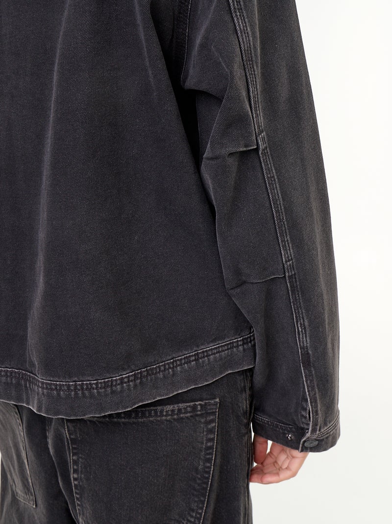 Giacca di jeans con collo in velluto a coste Nero - Kiabi