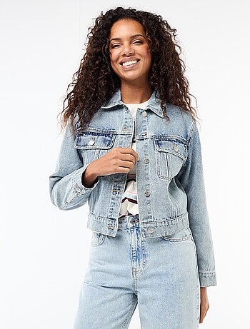 Giacca di jeans con tasche a patta