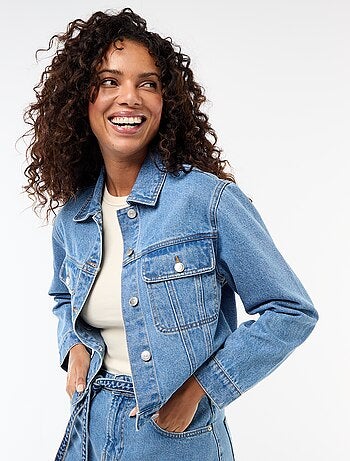 Giacca di jeans con tasche a patta