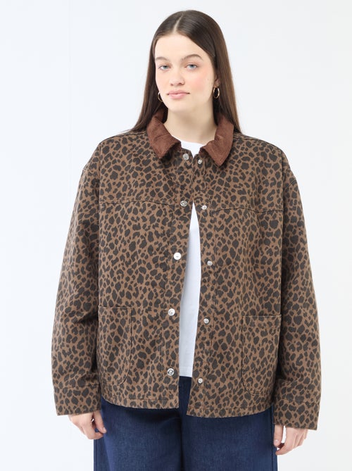 Giacca di jeans corta con motivo leopardato - Kiabi Giacca di jeans corta con motivo leopardato - Kiabi