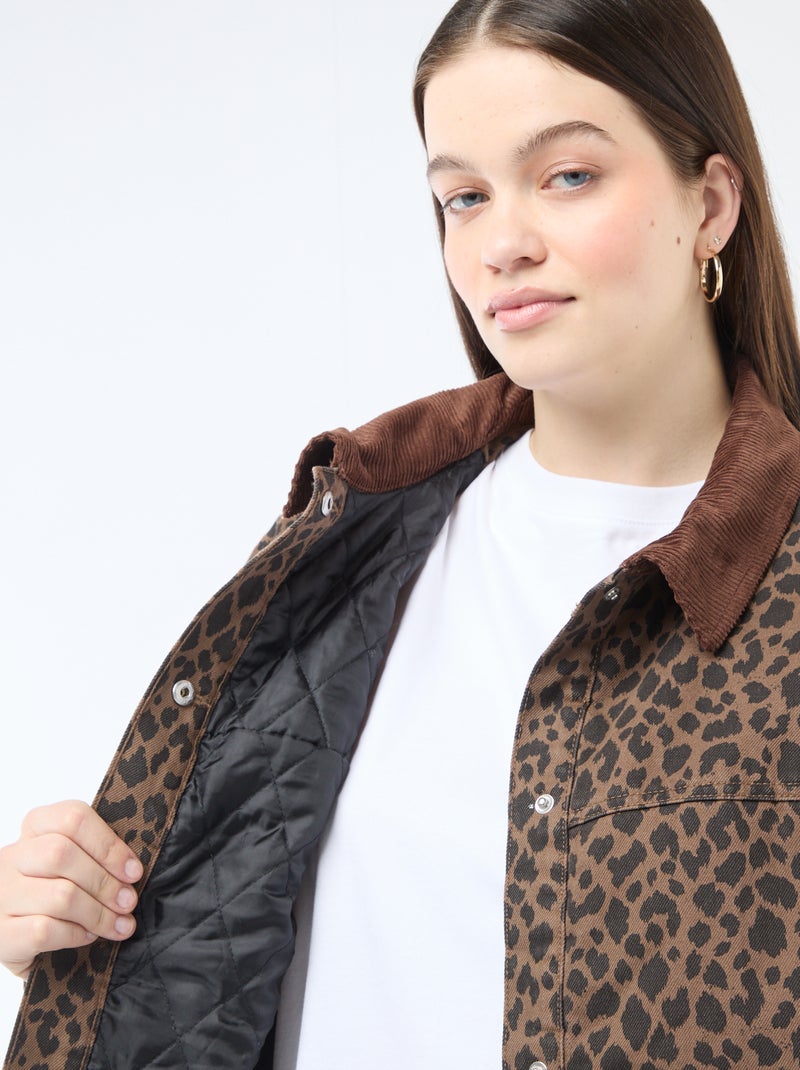 Giacca di jeans corta con motivo leopardato Marrone - Kiabi
