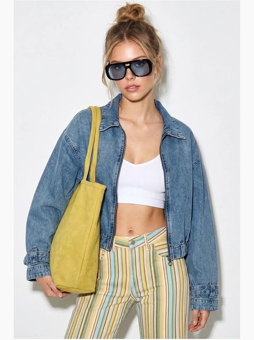 Giacca di jeans cropped oversize da donna lucci - Kiabi Giacca di jeans cropped oversize da donna lucci - Kiabi