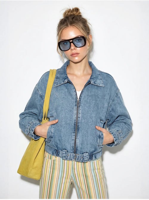 Giacca di jeans cropped oversize da donna lucci - Kiabi Giacca di jeans cropped oversize da donna lucci - Kiabi