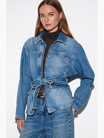 Giacca di jeans da donna con cintura dilvin