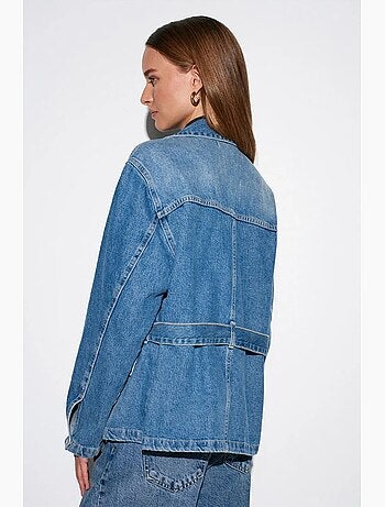 Giacca di jeans da donna con cintura dilvin